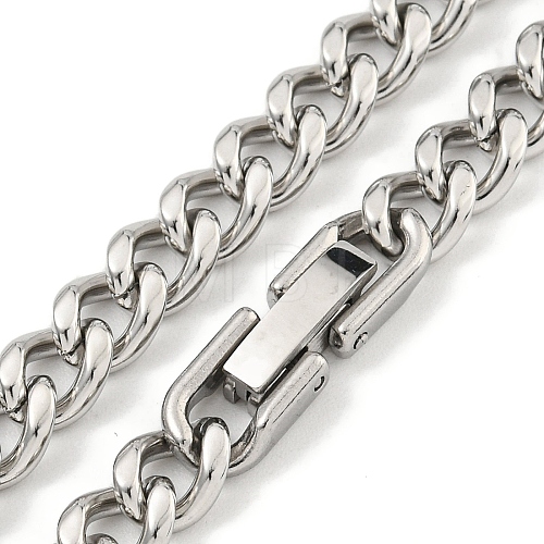 Non-Tarnish 201 Stainless Steel Cuban Link Chain Necklaces for Women and Men NJEW-F322-14P-01-1