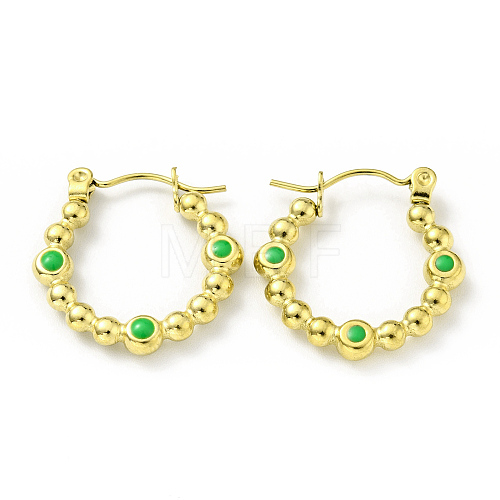 Ion Plating(IP) 304 Stainless Steel Twist Teardrop Hoop Earrings with Enamel for Women EJEW-G293-18B-G-1