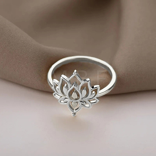 Hollow Out Lotus Brass Finger Rings FS-WG83FEB-03-1