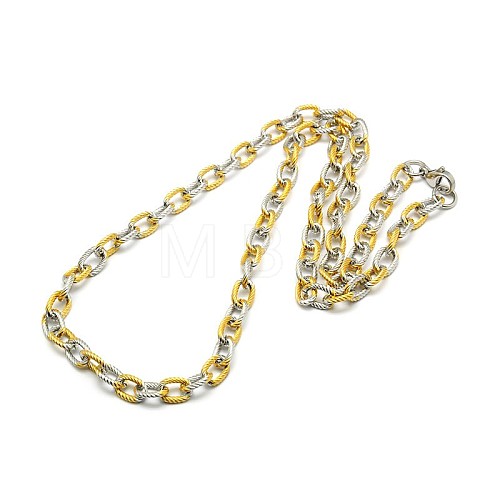 Fashionable 304 Stainless Steel Twisted Grain Cable Chain Necklaces STAS-A028-N077C-1