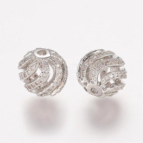 Brass Micro Pave Cubic Zirconia Beads ZIRC-K063-04P-1