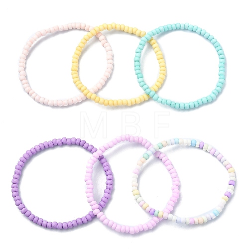 6Pcs 6 Color Glass Seed Beaded Stretch Bracelets Set BJEW-JB09509-1