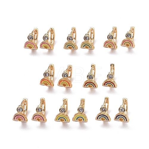 Rainbow Sparkling Cubic Zirconia Hoop Earrings for Girl Women EJEW-H126-27G-1