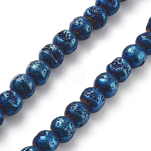 Electroplated Natural Lava Rock Beads Strands G-A251-E01-01H-1