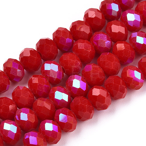 Electroplate Opaque Solid Color Glass Beads Strands X1-EGLA-A034-P6mm-L21-1