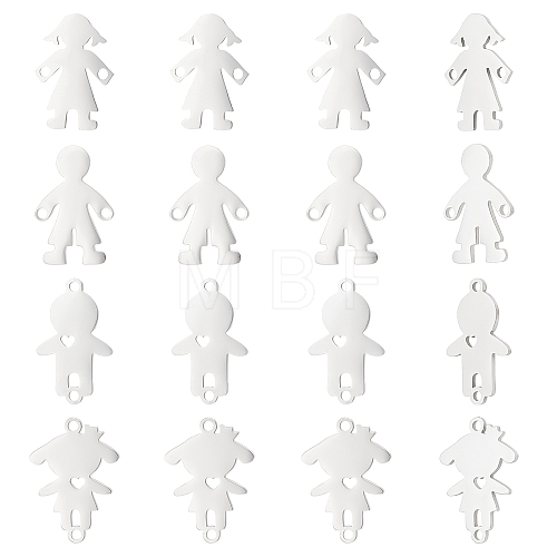 Unicraftale 16Pcs 4 Style 201 Stainless Steel Connector Charms STAS-UN0035-52-1