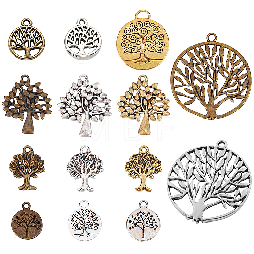 56Pcs 14 Styles Tibetan Style Alloy Pendants TIBEP-SC0002-28-1