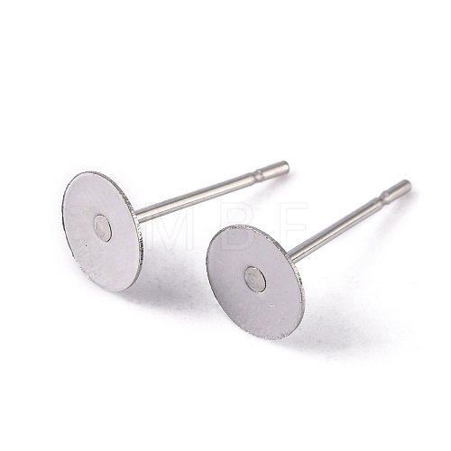 Tarnish Resistant 304 Stainless Steel Flat Round Blank Peg Stud Earring Findings X-STAS-S028-25-1