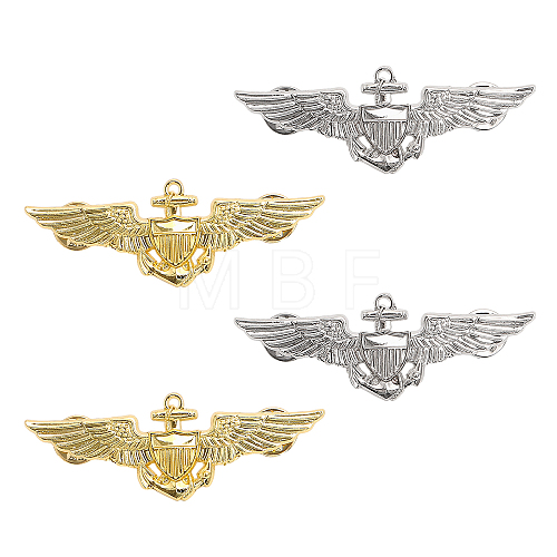 4Pcs 2 Colors Brass Eagle Wing Brooch JEWB-CA0001-43-1