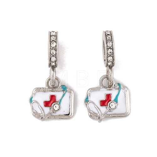 Rack Plating Alloy Crystal Rhinestone European Dangle Charms FIND-C055-24P-1