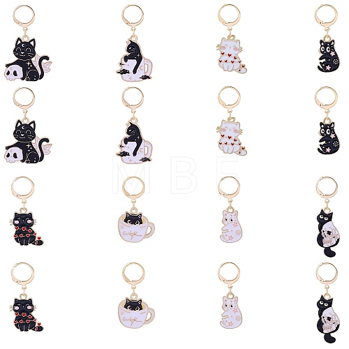 Alloy Enamel Cat Pendant Locking Stitch Markers HJEW-SW00038-1