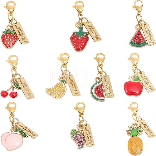 Fruit Theme Alloy Enamel Pendant Decorations HJEW-CA0001-44-1