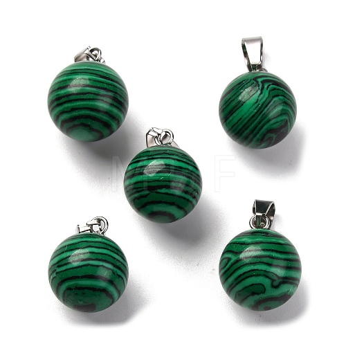 Round Synthetic Malachite Pendants G-Q434-18-1