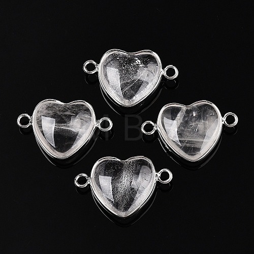 Natural Quartz Crystal Love Heart Pendants G-T138-205C-P-1