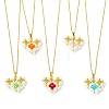 Imitate Austrian Crystal Bicone Glass & Glass Pearl Beaded Heart Pendant 304 Stainless Steel Cable Chain Necklaces for Women NJEW-MZ00154-2