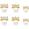 6Pcs 3 Styles Brass Plastic Pearl Pendants KK-CJ0005-53-1