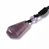 Natural Amethyst Hexagon Pendant Necklace with Nylon Cord NJEW-G094-A01-2