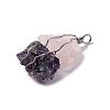 Natural Amethyst & Rose Quartz Nuggets Big Pendants G-K338-43P-02-2