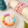 8Pcs 8 Style Love Word Polymer Clay Heishi Beaded Stretch Bracelets Set for Teen Girl Women BJEW-SZ0001-79-5