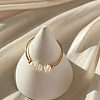 304 Stainless Steel with Natural Baroque Pearl Rondelle Beaded Finger Rings FS-WG39983-03-3
