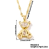 Brass Pave Clear Cubic Zirconia Cute 3D Bear Pendant Necklaces for Women CY9372-2-3