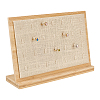 28-Slot Wooden Slant Back Jewelry Ring Organizer Display Stands with Linen Cloth Mat ODIS-WH0043-266-1