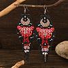 Bohemian Style Moon with Butterfly Glass Bead Handmade Dangle Earrings FV9347-4-1