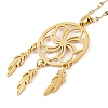 Woven Net/Web with Feather 304 Stainless Steel Pendant Necklaces for Women NJEW-G087-03G-2