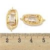 Brass Pave Rectangle Clear Glass Connector Charms KK-S386-19G-3