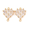 Brass Pave Clear Cubic Zirconia Connector Charms KK-S389-38G-1