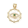 Brass Micro Pave Green Cubic Zirconia Pendants CU-E002-16G-1