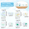 CHGCRAFT 24Pcs 4 Style Transparent Printed Acrylic Pendants TACR-CA0001-12-2