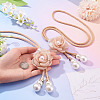 Cloth Flower & Plastic Pearl & Cotton Cord Curtain Tiebacks AJEW-TAC0038-38B-6