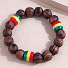 Round Wood & Resin Beaded Stretch Bracelets for Women Men WGD5B84-01-1
