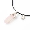 Natural Rose Quartz & Lapis Lazuli Double Terminated Pointed Pendants Necklaces Set for Couples Best Friends NJEW-JN03675-11