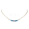 Dyed Natural Malaysia Jade Faceted Rondelle Beaded 304 Stainless Steel Satellite Chain Necklaces for Women NJEW-JN05783-03-2