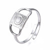 Non-Tarnish 304 Stainless Steel Rectangle Open Cuff Ring RJEW-T023-86P-3