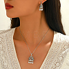 Ethnic Style Brass & Imitation Pearl Stud Earrings & Pendant Necklaces Sets for Women GM8263-3