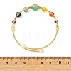 Chakra Herringbone Wire-Wrapped Gemstone Brass Cuff Bangles BJEW-JB14035-4