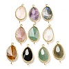 Natural Mixed Stone Faceted Teardrop Connector Charms G-M431-02G-1