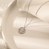 Stylish Stainless Steel Crystal Rhinestone Flat Round with Tree Pendant Necklaces for Women LJ7158-1-1