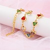 Heart Brass Link Bracelets for Woman BJEW-S157-04G-3