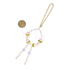 Electroplate Glass & Natural Rose Quartz Pendant Decorations HJEW-JM04550-3