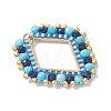 Synthetic Blue Spinel & Dyed Natural Magnesite Faceted Round and Glass Seed Beaded Pendants PALLOY-MZ01167-03-3