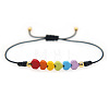 Gemstone Rainbow Heart Beaded Black Cord Adjustable Bracelet for Women YA9246-1-1