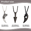 3Pcs 3 Styles Horn & Spearpoint & Wolf 304 Stainless Steel Pendant Necklaces Set with Wax Rope for Men Women NJEW-AN0001-45-7