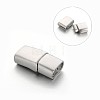 Tarnish Resistant Rectangle 304 Stainless Steel Matte Surface Magnetic Clasps with Glue-in Ends STAS-M195-06-1