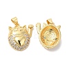 Brass Micro Pave Clear Cubic Zirconia Pendants ZIRC-L103-035G-1