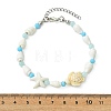 Natural Trumpet Shell & Dyed Yellow Jade & Glass & Synthetic Turquoise Beaded Bracelets for Women BJEW-JB14106-4
