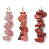 Gradient Color Natural Rhodonite & Natural Red Jasper & Natural Strawberry Quartz Chip Beaded Pendants PALLOY-JF02795-06-1